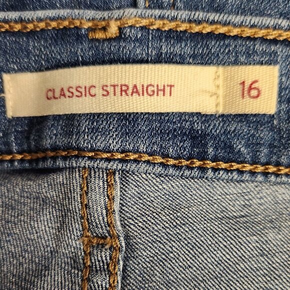 Levis 16P Petite Classic Straight Jeans Medium Wash Stretch Mid Rise Classic - Picture 4 of 7